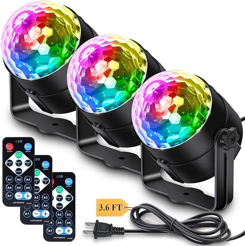 Apeocose Lot de 3 boules disco avec télécommande, activation par le son, synchronisation de la musique, stroboscope, lumières DJ pour décoration d'Halloween, décorations de Noël, enterrement de vie de : Amazon.ca: Outils et Bricolage