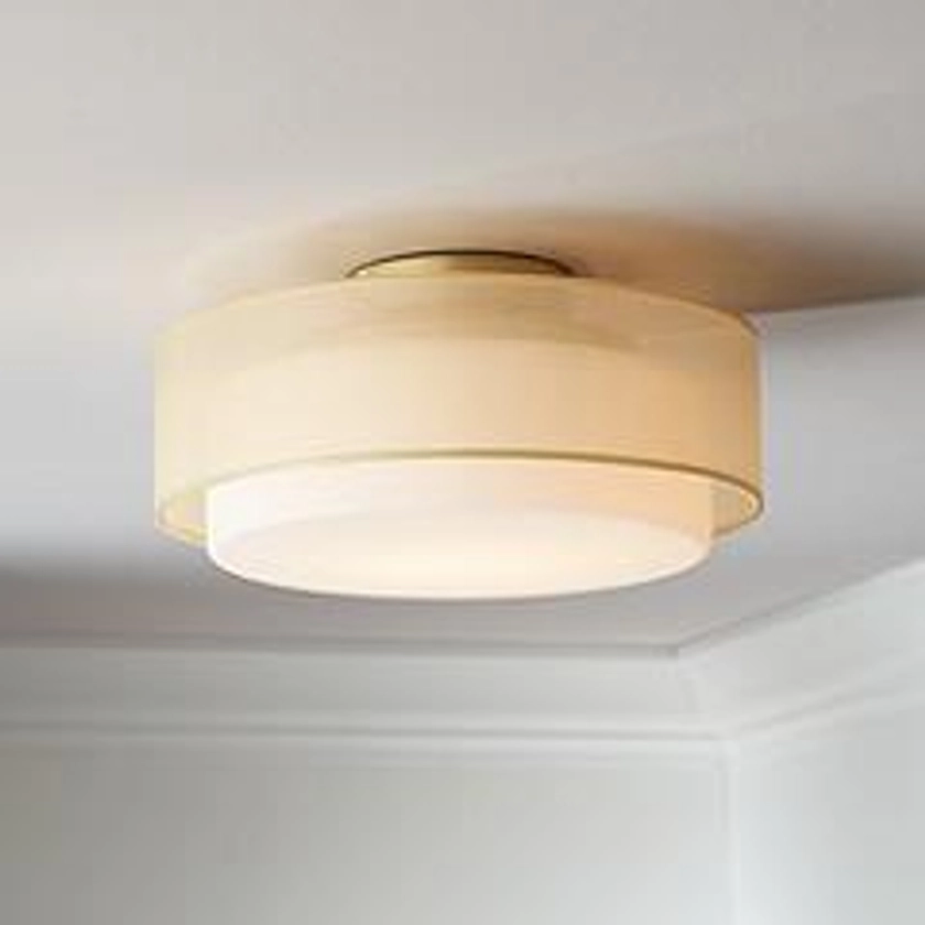 Possini Euro Gold Dual Shade 12 1/2" Wide Modern Drum Ceiling Light | www.lampsplus.com