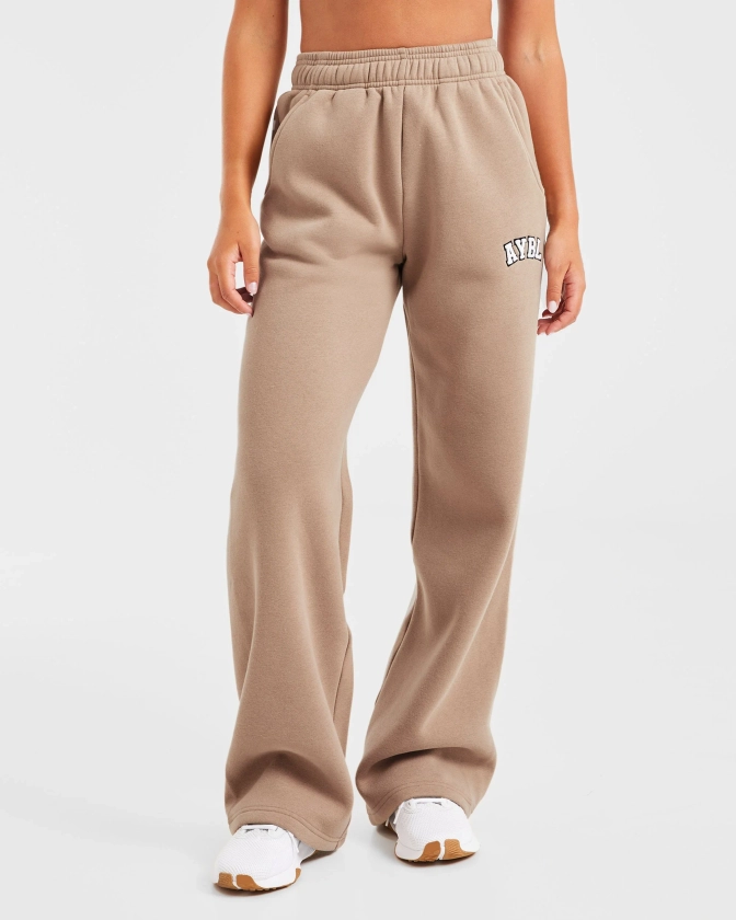 Varsity Oversized Straight Leg Joggers - Sand