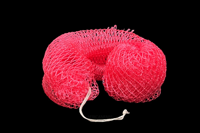 Afrikaanse spons / net sponge - traditionele SAPO spons / scrub spons - Donker Roze