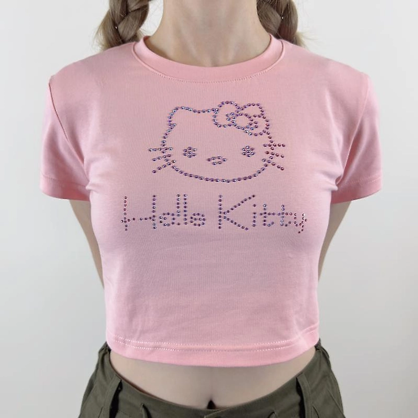 Sanrio Hello Kitty T-shirt Strass Japonais Mignon Ombilical Cordon ...