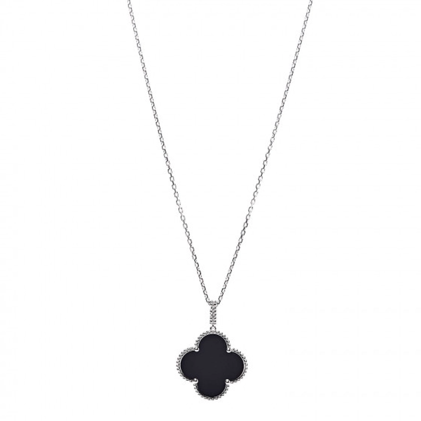 VAN CLEEF & ARPELS 18K White Gold Black Onyx Magic Alhambra Pendant Necklace | FASHIONPHILE