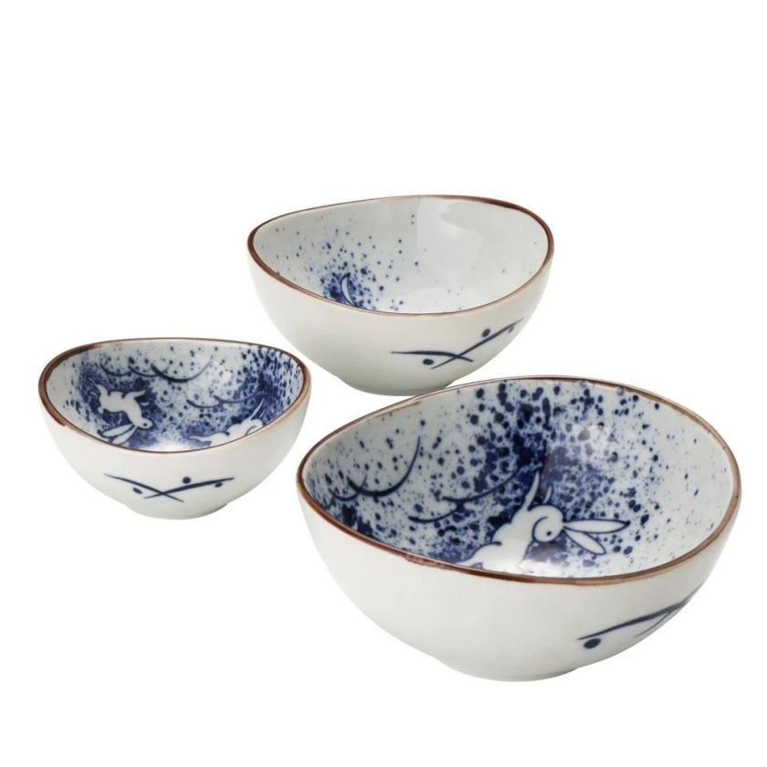 Concept Japan Tsukiusagi Rabbit Oval Bowls Set of 3