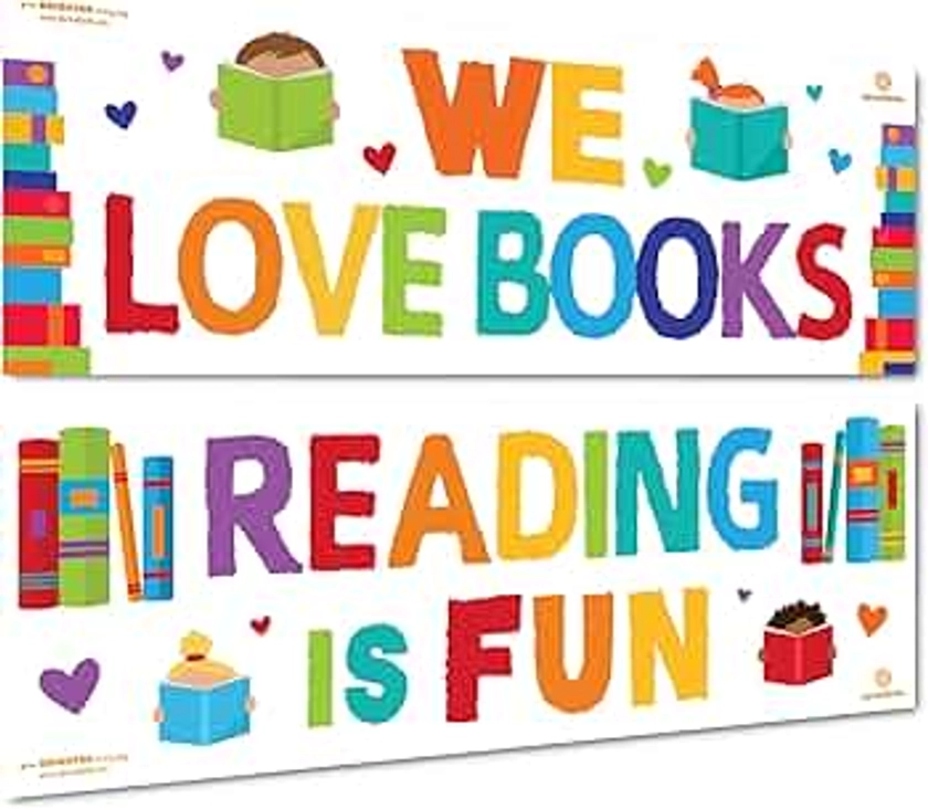 Sproutbrite Classroom Decorations - Reading Banner and Poster for Teachers - Bulletin Board and Wall Decor for Pre School, Elementary and Middle School Themes