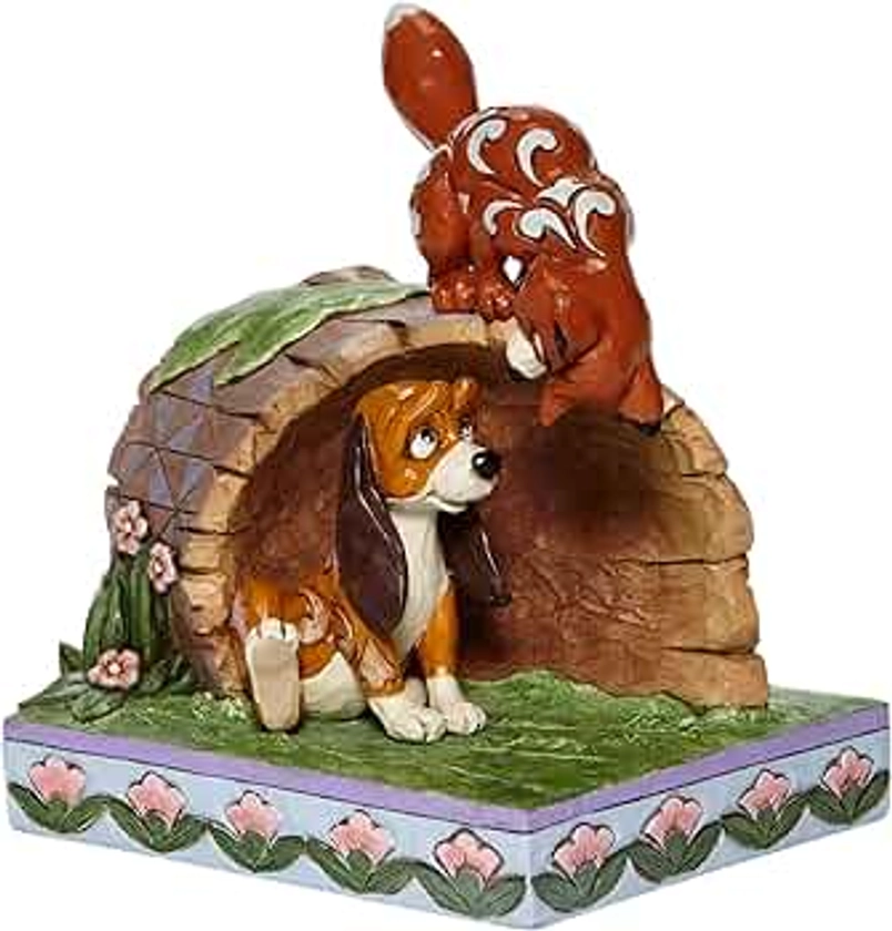 Disney Traditions Figurine Renard et Chien sur bûche, Multicolore, S, 6008077