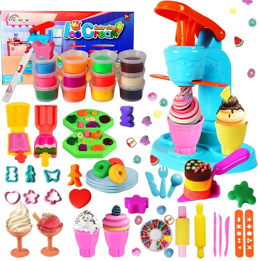 KINSI Formine per Plastilina, Plastilina per Bambini Plastilina Bambini, 43 Pezzi Pasta Modellabile Bambini Set, con 12 Colori di Pasta da Modellare Atossica Ragazzi e Ragazze Playdoh per Bambini