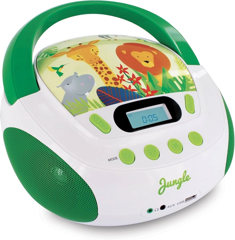 MOOOV Lecteur CD pour Enfants Jungle avec Port USB/AUX-in Vert/Blanc 477144 : Amazon.fr: High-Tech