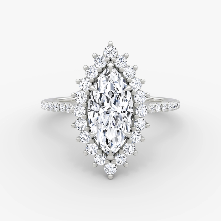 The Floral Cathedral Marquise Engagement Ring | Pavé Band | Platinum