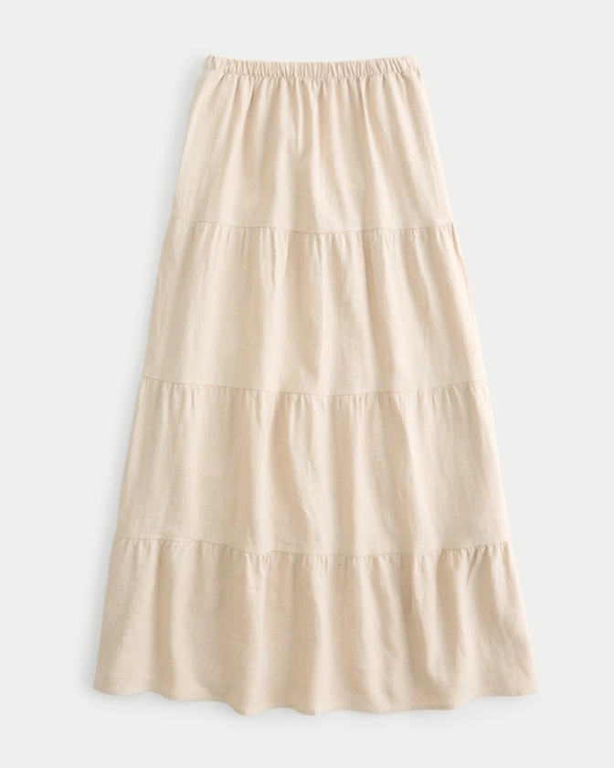 Women's Tiered Linen Blend Maxi Skirt | Women's Bottoms | HollisterCo.com