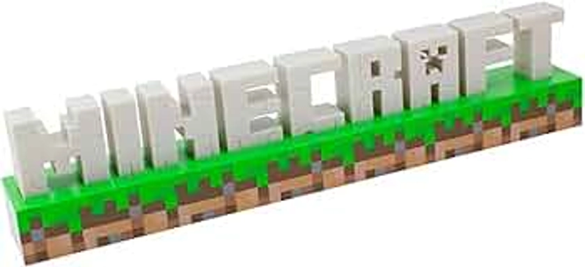 Paladone Minecraft Logo Light - Battery or USB Operated - 2 Light Modes - Officially Licensed Merchandise,White/Brown/Green