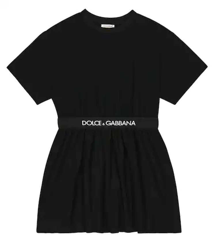 Logo cotton-blend dress in black - Dolce Gabbana Kids | Mytheresa