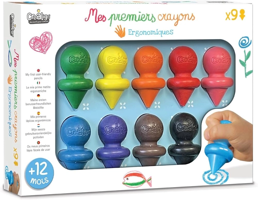 Crea lign' Coffret Loisir Créatif - Mes Premiers Crayons x9 - Dès 12 Mois - CL195