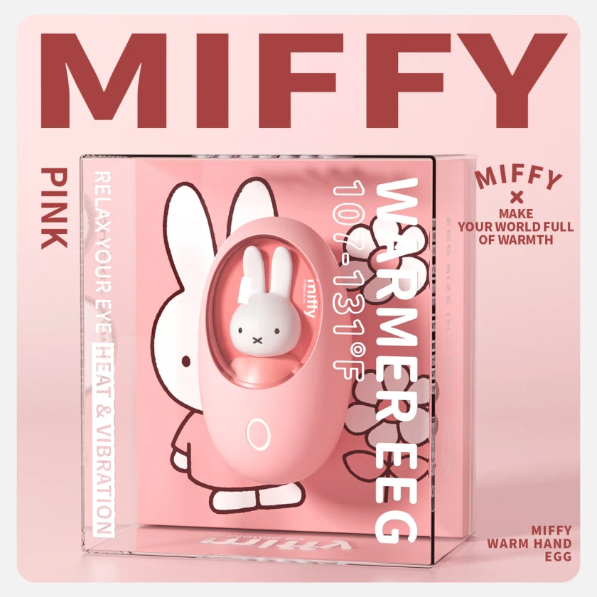 Mipow X Miffy ミッフィー Hand Warmer Egg for Winter, Vibration with Heat for Eye Relax, 45/55 degree temperature Level, lanyard, Nijntje ミッフィー 米菲