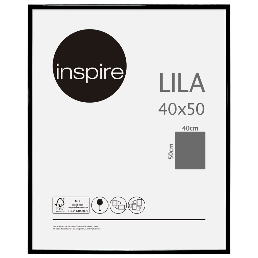 Cadre Lila, H.50 x l.40 cm noir, INSPIRE | Leroy Merlin