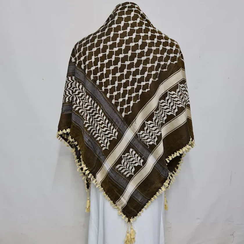 Foulard arabe unisexe, plusieurs couleurs, gris marron, enveloppe Arafat Keffieh Yashmagh - Etsy France