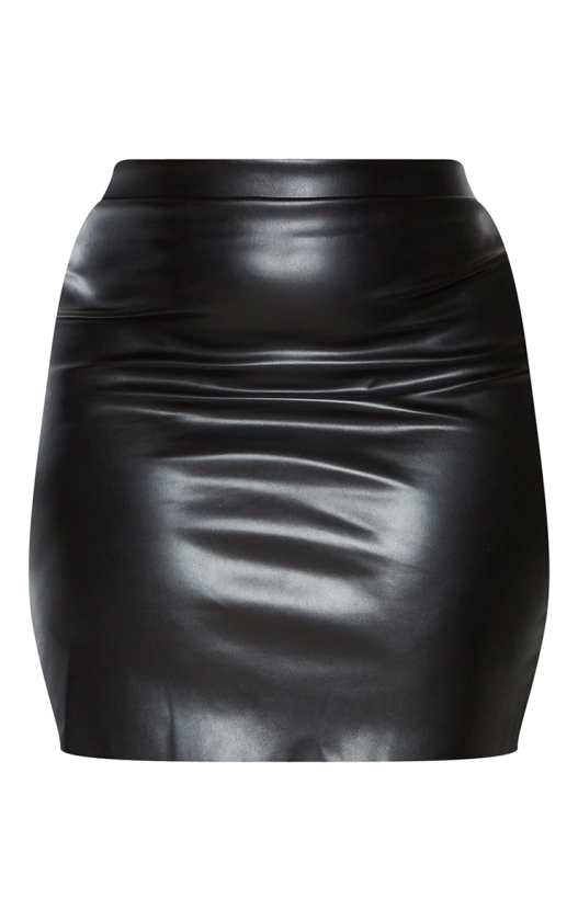 Plus Black Basic Faux Leather Mini Skirt