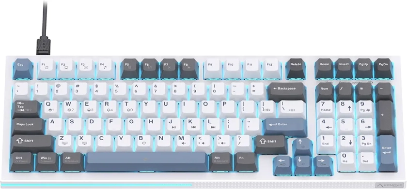 KEMOVE K98SE Clavier Gamer Mécanique, 98 Touches Rétro-Éclairage LED, Clavier Filaire 96% Disposition QWERTY US, Interrupteurs Marron Pré-Lubrifiés