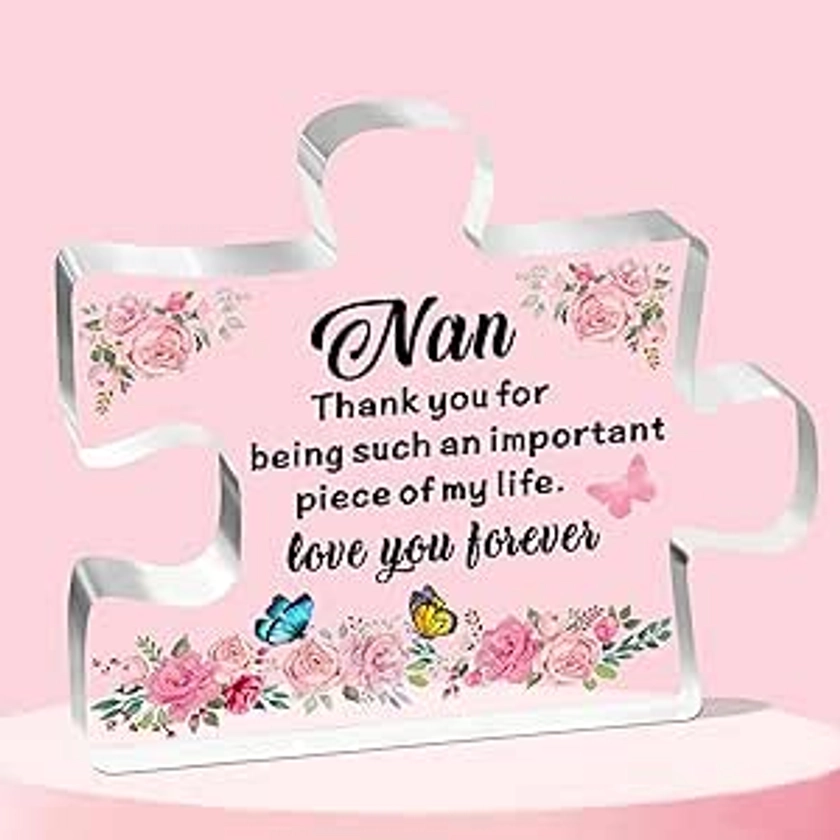 JETTOP Nan Gifts-Gifts for Nan Birthday Christmas Mothers Day Great Best Nan Gifts Acrylic Plaque Piece