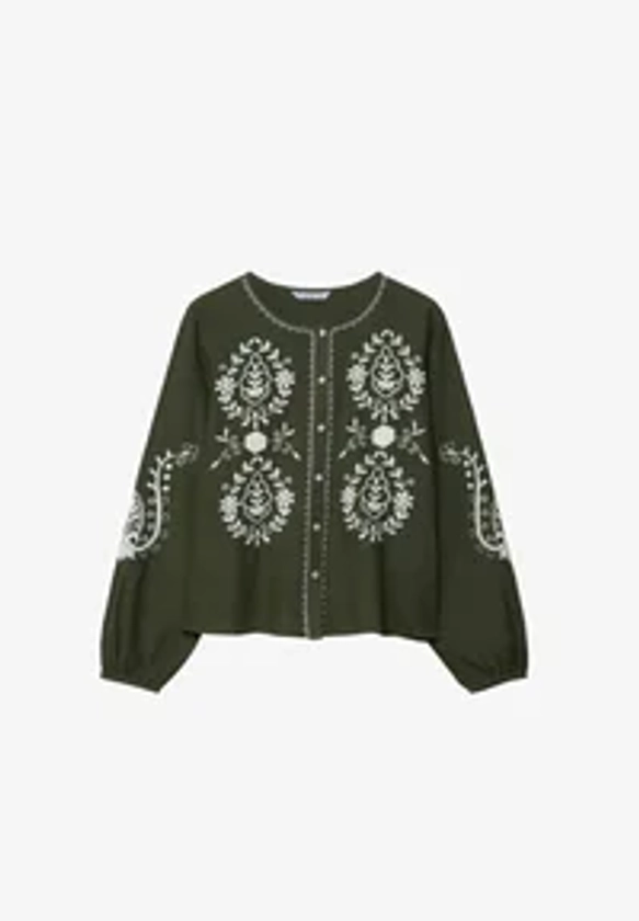 EMBROIDERED - Blouse - dark green