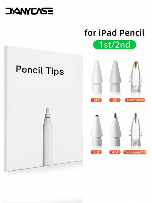DANYCASE 6 pièces Embouts compatibles avec Apple Pencil compatibles avec la 1ère et 2ème génération d'Apple Pencil remplacement de pointe double couche souple et dure 2H 2B pour stylet iPad | Mode en ligne | SHEIN FRANCE