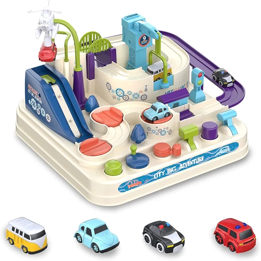 TODARRUN Car Adventure Toys,Cars Race Track Toys with 4 Toy Vehicle,Preschool Educational & Interactive Toy for Toddlers 3 4 5 6 7 8 Year Old Boys Girls : Amazon.co.uk: Toys & Games