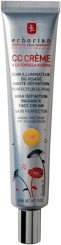 Erborian - CC Crème à la Centella Asiatica - Maquillage et Soin Illuminateur de Teint Haute Définition pour Visage - Protection Solaire SPF 25 - Soin Cosmétique Coréen