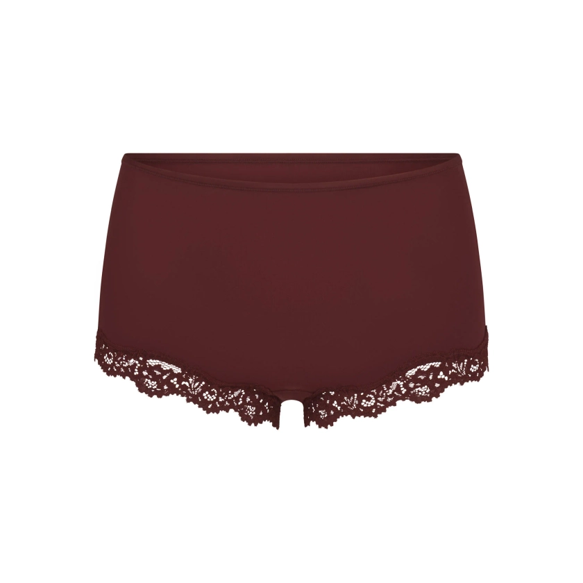 FITS EVERYBODY LACE BOY SHORT | OXBLOOD