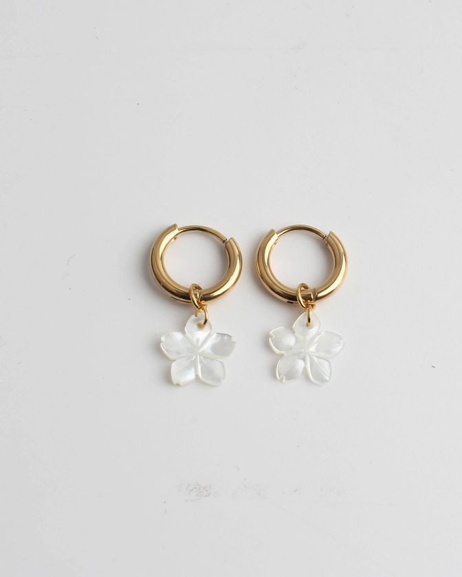 Boucles d'Oreilles Coquillage Fleur Doré - Acier Inoxydable