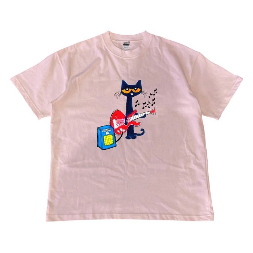 Pete the Cat Playing Guitar Shirt, Baby Tee Graphic Shirt, Unisex Shirt Menswear Top