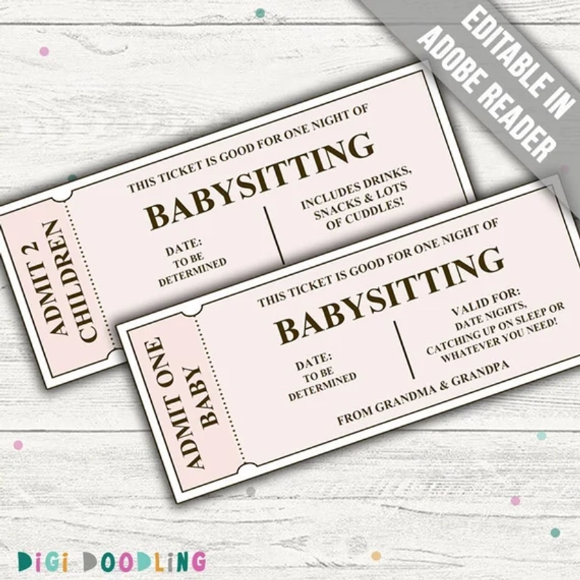 Babysitting Voucher. Babysitting Coupon Printable. Babysitting Date Night Coupon. Babysitting Gift Certificate. Birthday Babysitting Coupon.