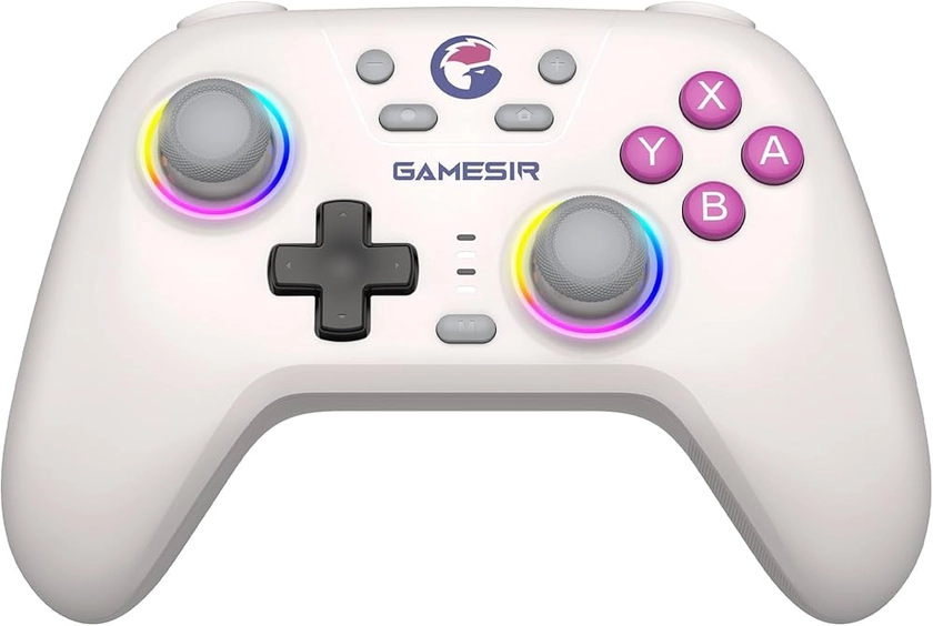 GameSir Nova Wireless Switch Pro Controller pour Switch/Lite/OLED, manettes de Jeu à Effet Hall, LED RGB, Rechargeable 1200mAh, Turbo, programmable, contrôle de Mouvement, Fonction de réveil (Blanc)