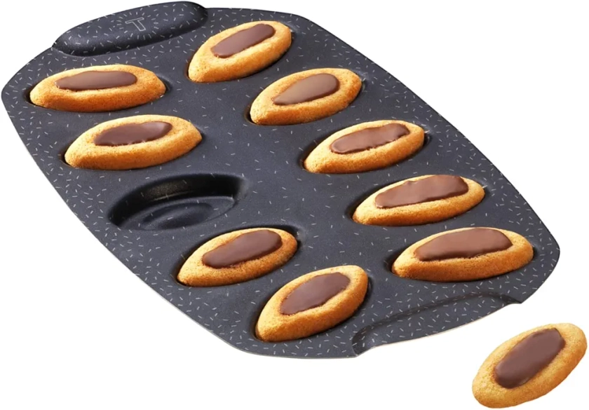 Tefal Moule gâteau 10 barquettes, Revêtement antiadhésif, Aluminium recyclé et recyclable, Pâtisserie bien dorée, Fabriqué en France, PerfectBake J5734202, Marron Tabac