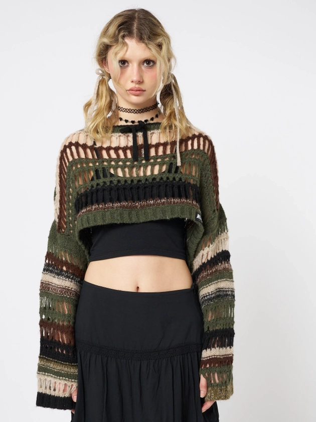 Giselle Pink Extreme Crop Knit Sweater