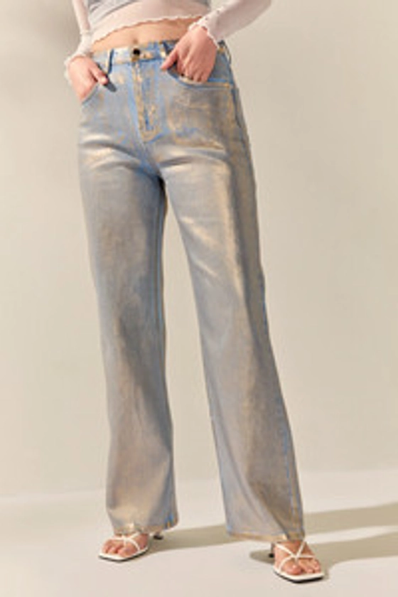 Shannon Metallic Coated Denim Jeans