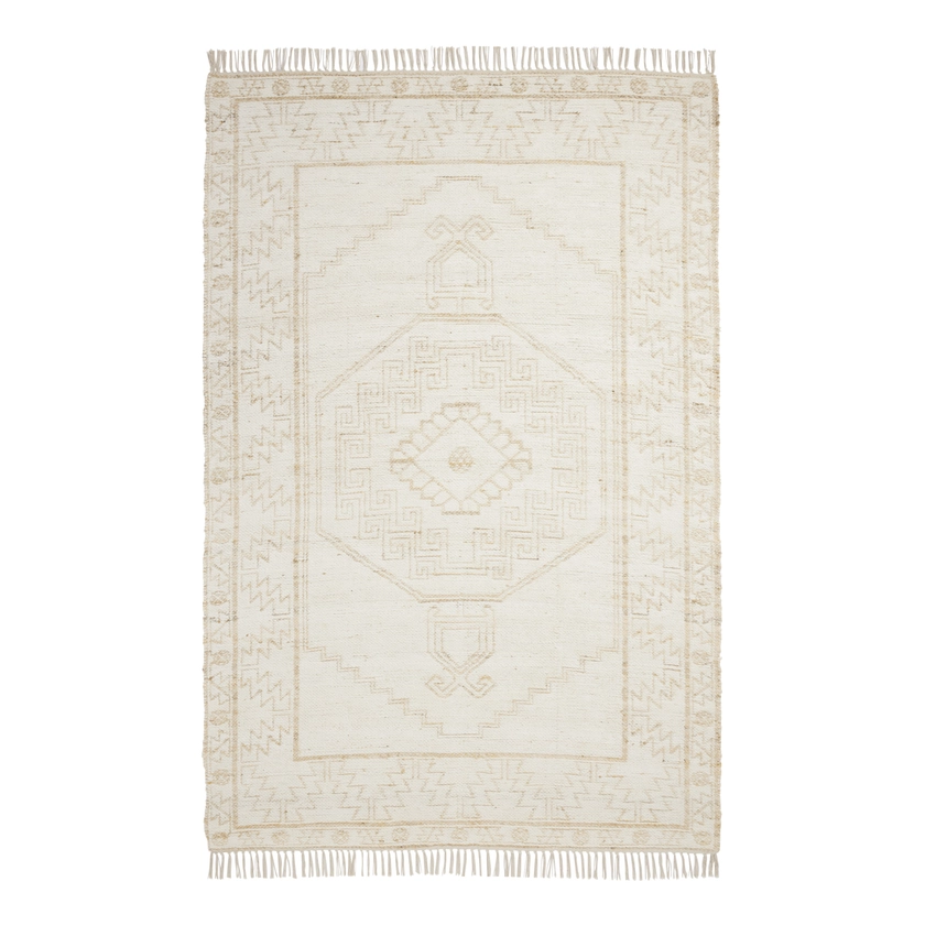 Naya Ivory and Natural Jute and Wool Reversible Area Rug - World Market