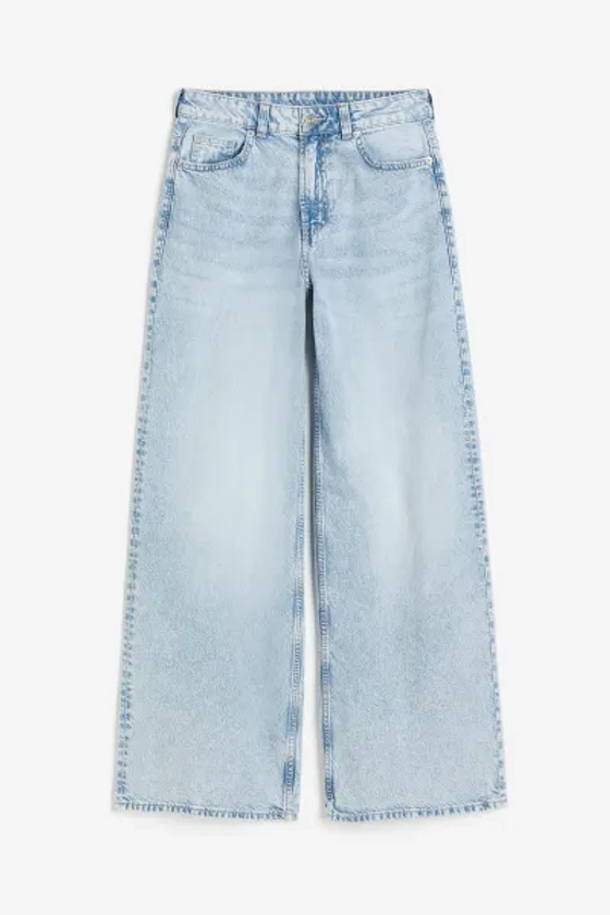 Baggy Regular Jeans - Regular waist - Extra-long legs - Light denim blue - Ladies | H&M US