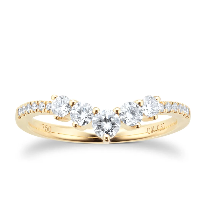 18ct Yellow Gold 0.50ct Diamond Curved Wedding Ring