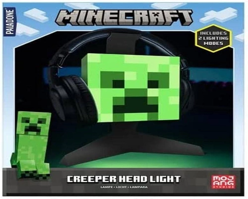 Paladone Minecraft Creeper Headphone Stand - Officially Licensed Merchandise, Lights Up with 2 Lighting Modes, Gamer Headset Stand Powered by USB, Gaming Room Decor, 23.7cm (9.3") : Amazon.co.uk: Lighting