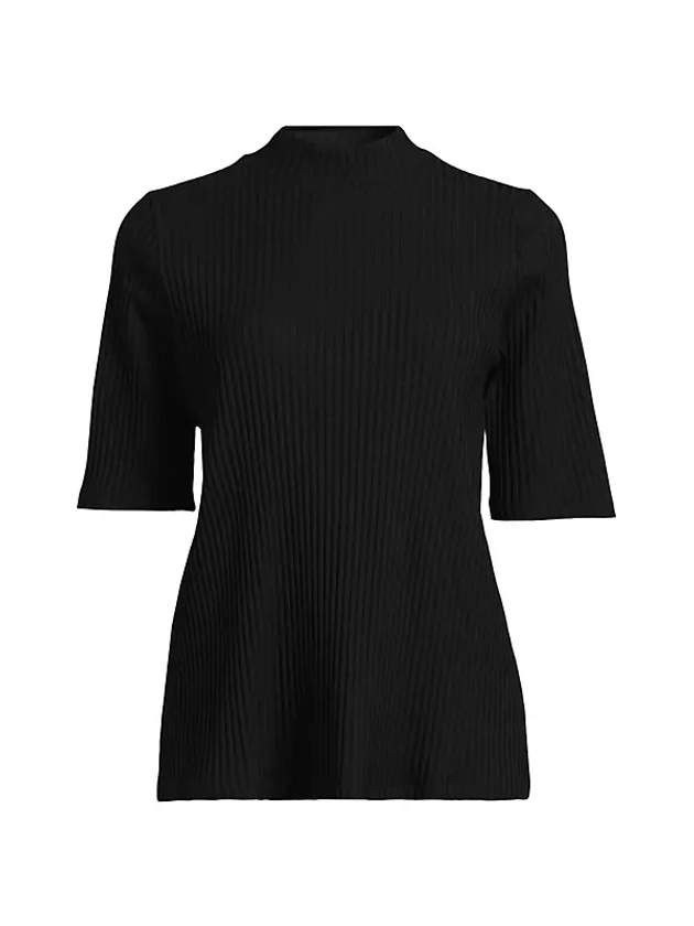 Shop Eileen Fisher Mock Neck Elbow-Sleeve Top | Saks Fifth Avenue