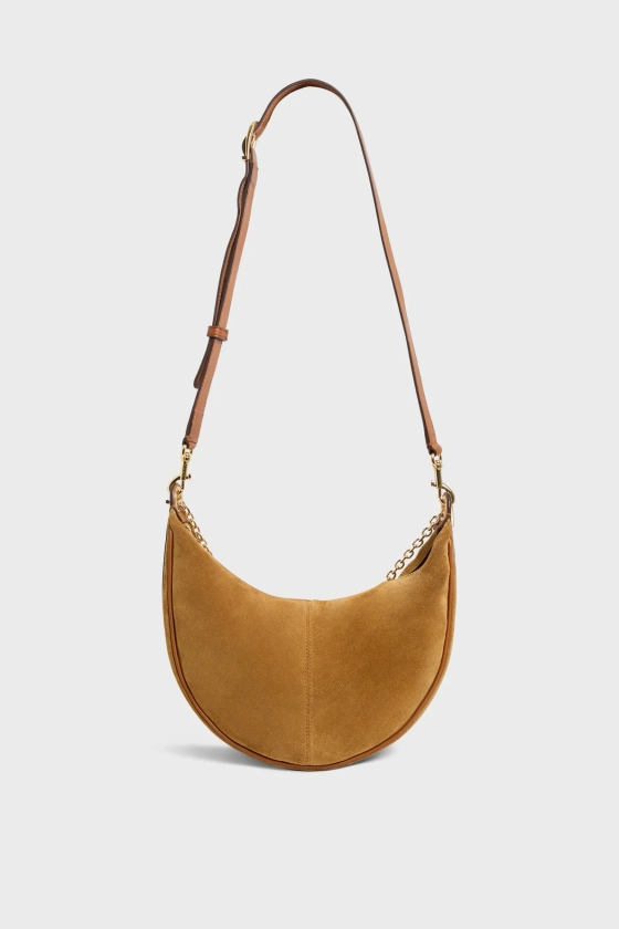 Sac demi-lune en cuir velours blé - SUZANNE | Gerard Darel