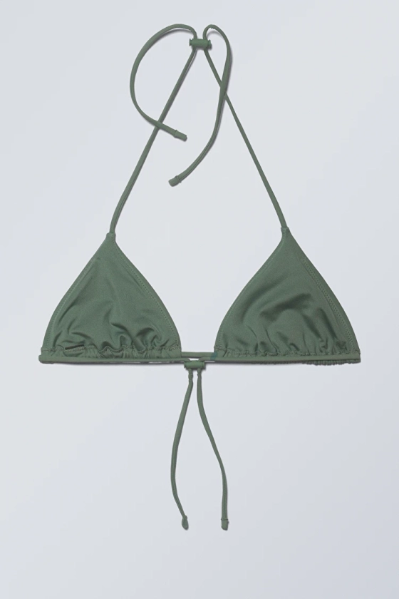 Drawstring Halter Bikini Top - Sage Green - Weekday GB