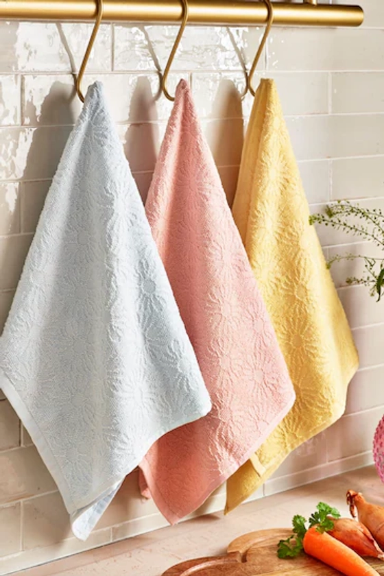 Buy Pastel Terry 100% Cotton Set of 3 Tea Towels from the Next UK online shop