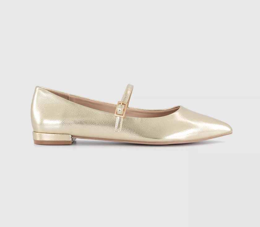 OFFICE Freddie Pointed Toe Mary Jane Shoes Gold - Flat Shoes for Women