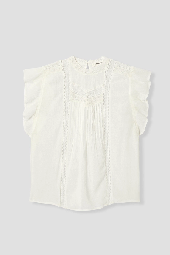 Blouse romantique Femme - Ecru