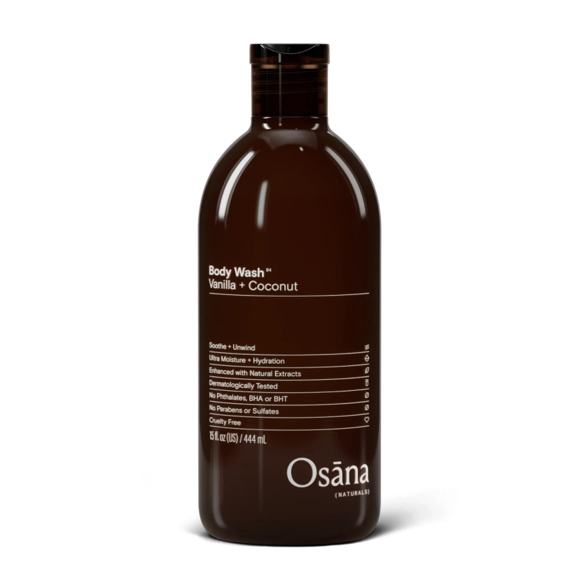 Osana Naturals Ultra Moisture + Hydration Body Wash in Vanilla + Coconut for Dry Skin - 15 OZ