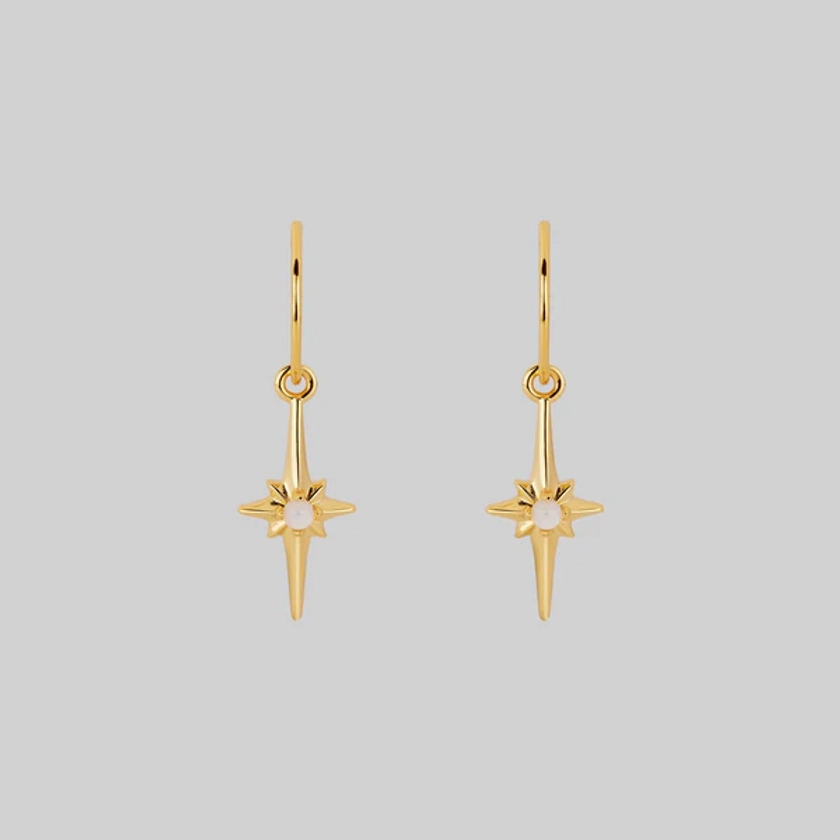 NOVA. Star Flare Opalite Hoop Earrings - Gold