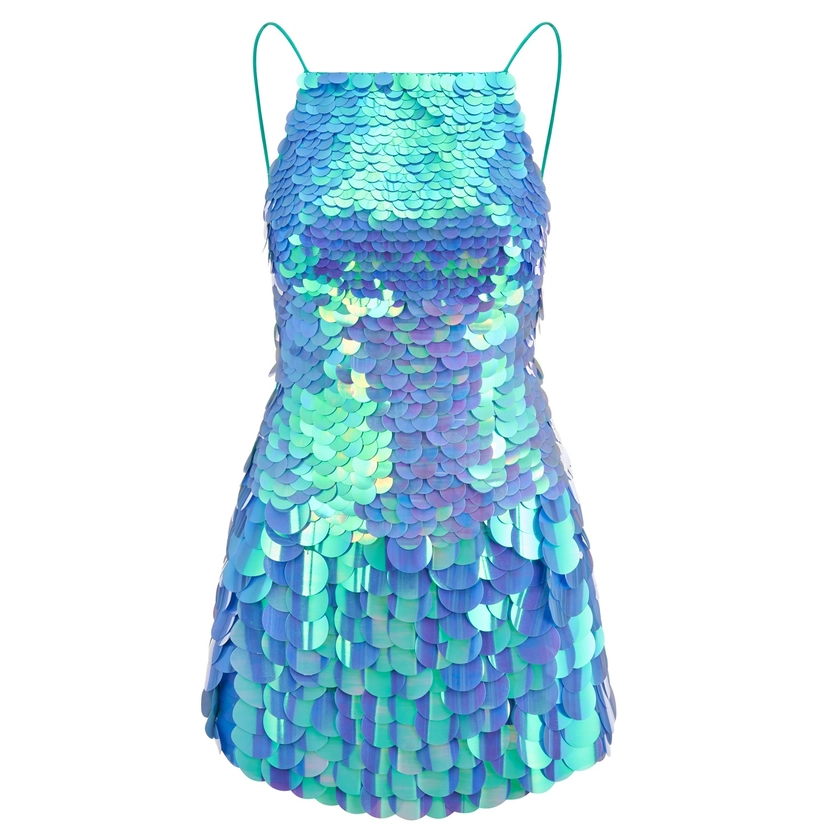 Scout Dress In Blue Disc Sequins by RaeVynn