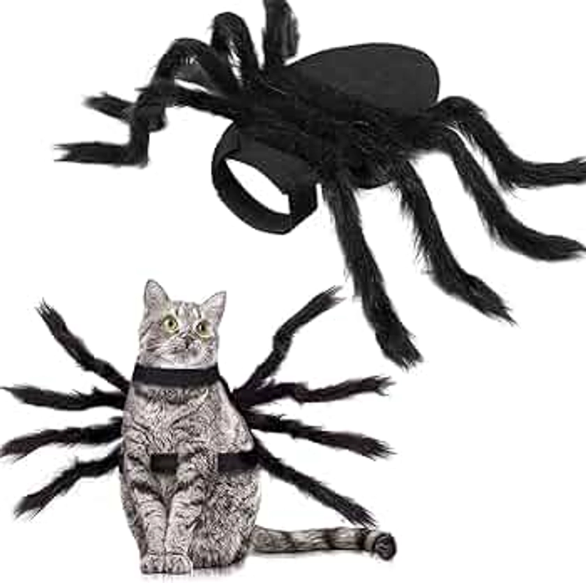 Halloween Spider Costume for Dog Cat, Cat Halloween Costume, Halloween Pet Costume Halloween Decorations, Spider Decor Halloween Party Supply, Adjustable Spider Costumes for Small Medium Dogs and Cat