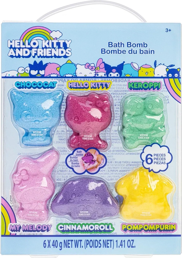 Hello Kitty and Friends Bath Bombs Set, 6 Piece, Bubblegum Scented - Ages 3+ Character Molded – Fun & Bright Colors - Bath Time Fun, Great Birthday Gifts, Stocking Stuffers, by Townley Girl