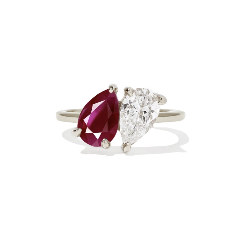 Pear Shaped Ruby & Diamond Toi et Moi Ring | Berlinger Jewelry